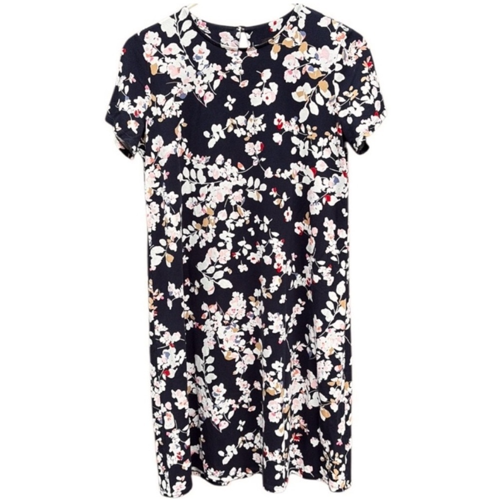 EUC J. Jill Wearever Collection Navy Floral Dress Generous XS